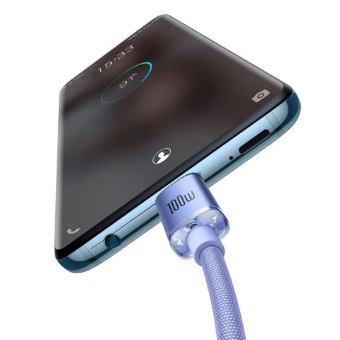 Kabel Baseus CAJY000605 USB-C - USB-C PD 100W 5A 480Mb/s 1,2m - fioletowy