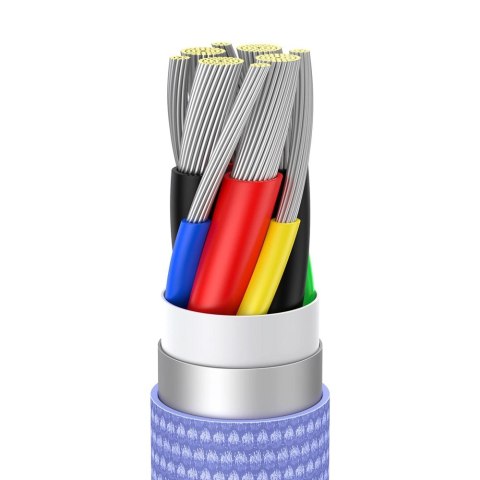 Kabel Baseus CAJY000605 USB-C - USB-C PD 100W 5A 480Mb/s 1,2m - fioletowy