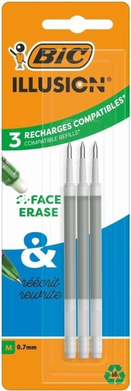 Wkład żelowy Illusion 0,7mm zielony 3szt BIC