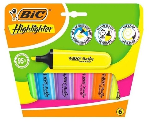 Zakreślacz Flat Neon mix 6szt BIC