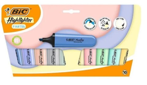 Zakreślacz Flat Pastel mix 10szt BIC
