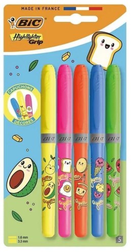 Zakreślacz Grip Neon Kawaii mix 5szt BIC