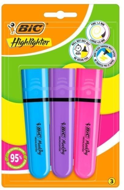 Zakreślacz Flat Neon mix 3szt BIC