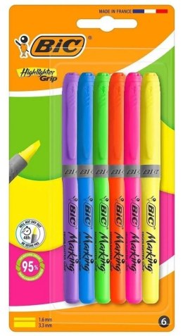 Zakreślacz Grip mix 6szt BIC