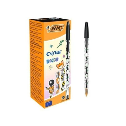 Długopis Cristal Kawaii 1mm czarny (20szt) BIC