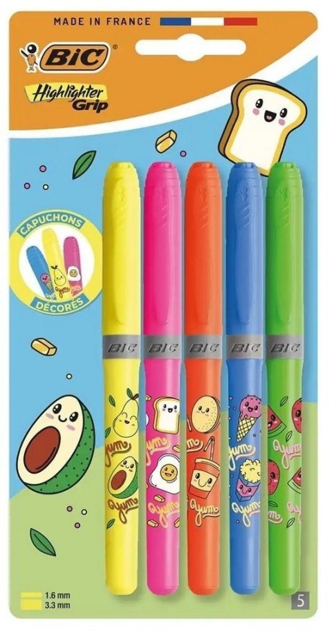 Zakreślacz Grip Neon Kawaii mix 5szt BIC