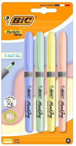 Zakreślacz Grip Pastel mix 4szt BIC