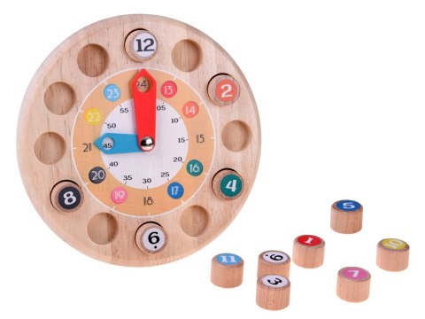 Drewniany ZEGAR edukacyjny 2w1 zadania matematyczne - MATEMATYKA ZA6240