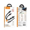 Kabel 2w1 USB C do USB C + Lightning Hoco 5A 100W 1,2 m U139 czarny