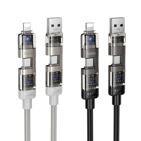 Kabel 4w1 USB A/C do USB C/Lightning Hoco 240W 1,2 m U151 czarny