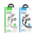Kabel 4w1 USB A/C do USB C/Lightning Hoco 240W 1,2 m U151 czarny