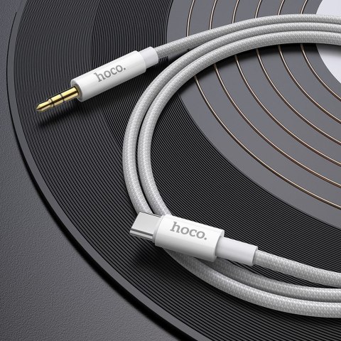 Kabel AUX Jack 3,5 mm do USB C Hoco 1 m UPA19 srebrny