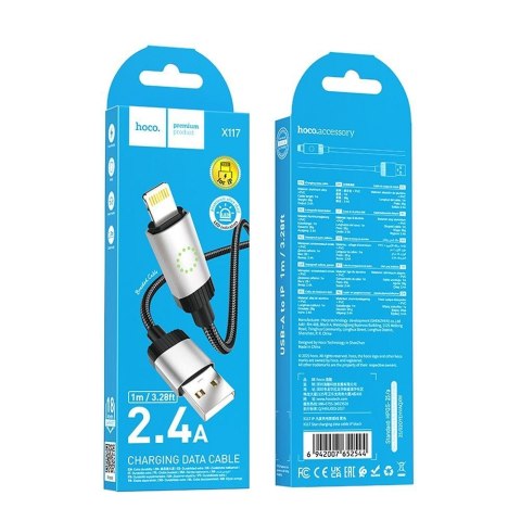 Kabel USB A do Lightning Hoco 2,4A 1 m X117 czarny