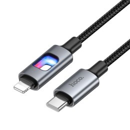 Kabel USB z diodami LED USB C do Lightning Hoco PD 27W 1,2 m U144 czarny