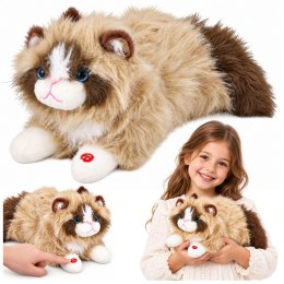 Pluszowy Kotek Maskotka Przytulanka Z Dźwiękami Miauczenia Beżowy 40 cm