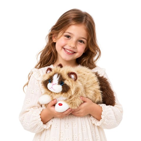 Pluszowy Kotek Maskotka Przytulanka Z Dźwiękami Miauczenia Beżowy 40 cm