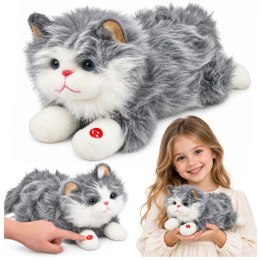 Pluszowy Kotek Maskotka Przytulanka z Dźwiękami Miauczenia Szary 40 cm