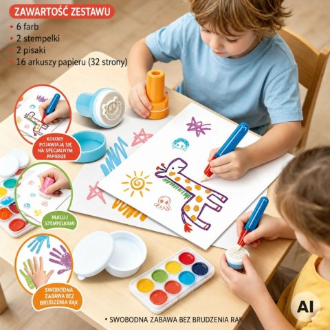 WOOPIE Magiczny Zestaw do Malowania i Stemplowania Kreatywna Zabawa 20el