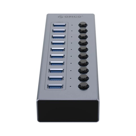 Hub Orico BT2U3-10AB 10x USB-A 3.0 z włącznikami - szary