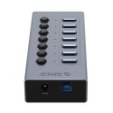 Hub Orico BT2U3-7AB 7x USB-A 3.0 z włącznikami - szary