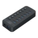 Hub Orico CT2U3-7AB 7x USB-A 3.0 z włącznikami - czarny