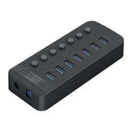Hub Orico CT2U3-7AB 7x USB-A 3.0 z włącznikami - czarny