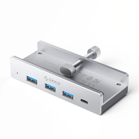 Hub Orico MH4PC montowany na zacisk USB-C / 3x USB-A 3.0 + 1x USB-C 3.0 - srebrny