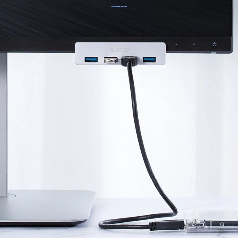 Hub Orico MH4PU montowany na zacisk 4x USB-A 3.0 - srebrny