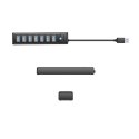Hub Orico PW7U-U3 7x USB-A 3.0 + USB-C 5V/3A 1m - czarny
