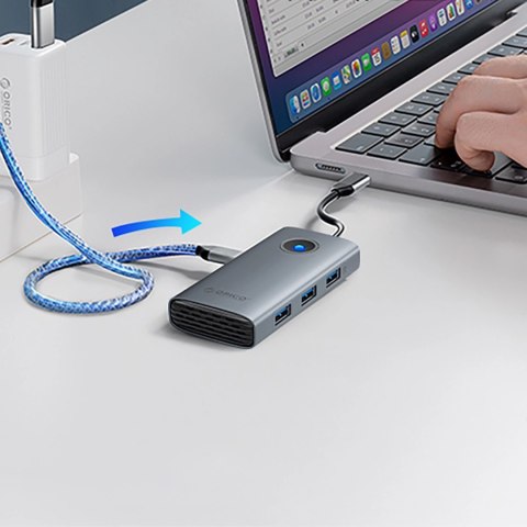 Hub USB-C Orico PW11-5P stacja dokująca 1x USB-A 3.0 + 2x USB-A 2.0 + 1x USB-C PD + 1x HDMI - szara
