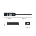 Hub USB Orico PW3UR25-C3 4-portowy 3x USB-A 3.0 1x RJ45 2.5G Ethernet 0,15 m - czarny