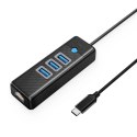 Hub USB Orico PW3UR25-C3 4-portowy 3x USB-A 3.0 1x RJ45 2.5G Ethernet 1,8 m - czarny