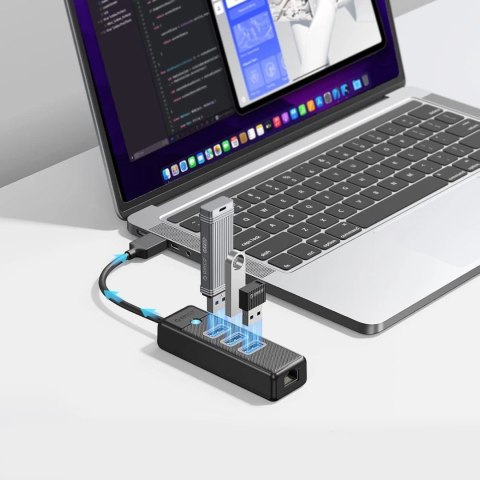 Hub USB Orico PW3UR25-U3 4-portowy 3x USB-A 3.0 1x RJ45 2.5G Ethernet 0,5 m - czarny