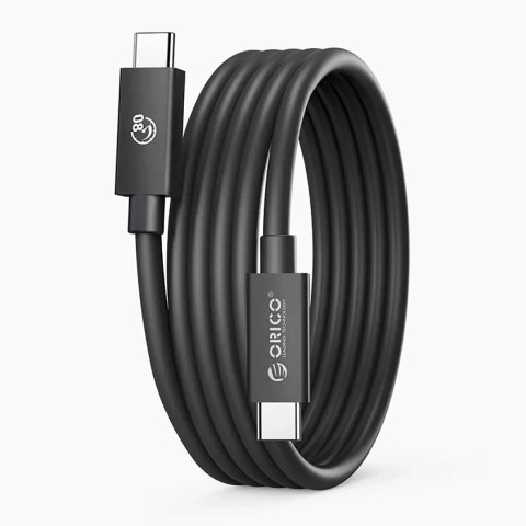Kabel Orico USB4 kompatybilny z Thunderbolt 5 80Gbps 240W USB-C do USB-C 1m - czarny