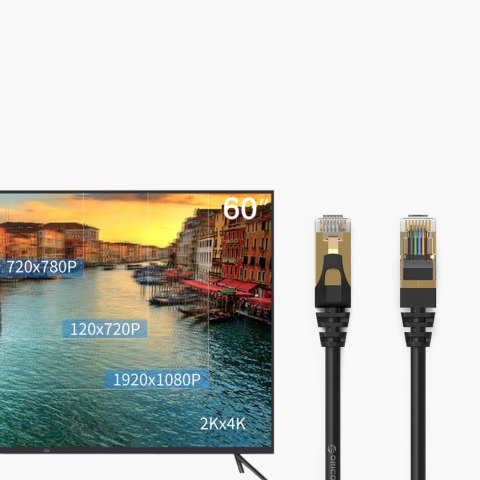 Kabel sieciowy Ethernet Orico PUG-C7 CAT7 10Gbps RJ45 internetowy LAN okrągły 20 m - czarny