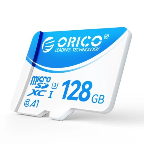 Karta pamięci microSD ORICO B3 128GB U3 A1 Class 10 z adapterem SD - biało-niebieska