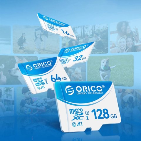 Karta pamięci microSD ORICO B3 128GB U3 A1 Class 10 z adapterem SD - biało-niebieska