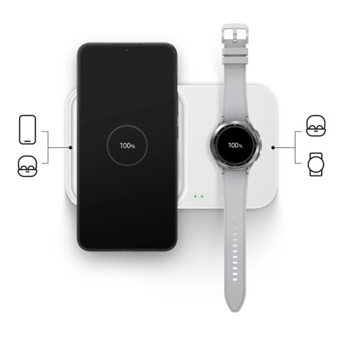 Ładowarka Samsung Wireless Charger Duo EP-P5400TWEGEU indukcyjna 15W - biała + ładowarka sieciowa + kabel