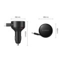 Ładowarka samochodowa Orico FC-60-2C 60W ze zwijanym kablem USB-C 65 cm - czarna