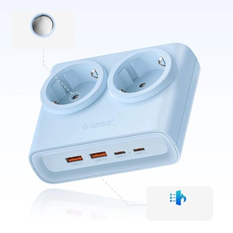Listwa zasilająca Orico PDC25 25W 6w1 2x AC + 2x USB-A + 2x USB-C - niebieska