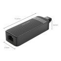 Adapter sieciowy Orico UTK-U3 USB-A 3.0 do RJ45 Gigabit Ethernet 1 Gbps - czarny