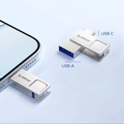 Pendrive Orico U301 64GB USB-A USB-C USB 3.2 Gen 1 - srebrny