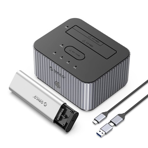 Stacja dokująca Orico IT28E-C na 2 dyski z funkcją klonowania M.2 NVME 2,5"/3,5 HDD / 2,5" SSD - szara