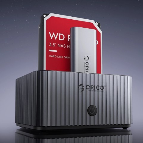 Stacja dokująca Orico IT28E-C na 2 dyski z funkcją klonowania M.2 NVME 2,5"/3,5 HDD / 2,5" SSD - szara