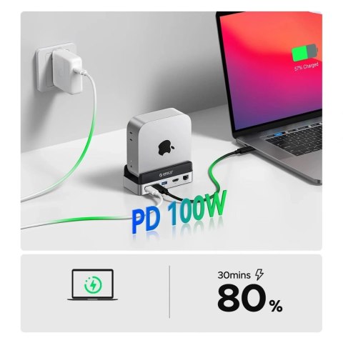 Stacja dokująca Orico MiniDock 10w1 z kieszenią na dysk twardy SSD - srebrna