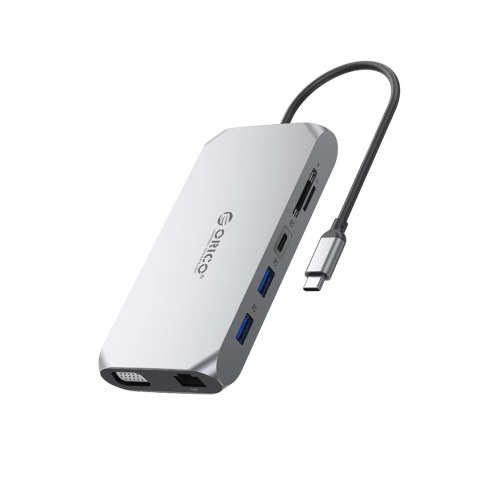 Stacja dokująca USB-C Orico XCR 12w1 3x USB-A 3.1 1x USB-A 2.0 1x USB-C PD 100 W 1x USB-C 3.1 1x HDMI 1.4 4K 30 Hz 1x VGA 1080p
