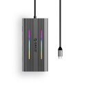 Stacja dokująca USB-C Orico XCR 12w1 RGB 3x USB-A USB-C PD 100W HDMI 4K VGA RJ45 Gigabit czytnik kart SD i microSD - szara