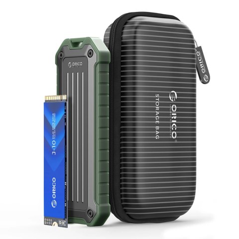 Wzmocniona kieszeń dyskowa Orico OTPX-G2 M.2 NVMe/SATA SSD USB-C 3.2 taktyczna - szaro-zielona