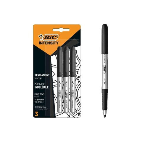 Marker czarny pernamentny 1,8mm 3szt BIC