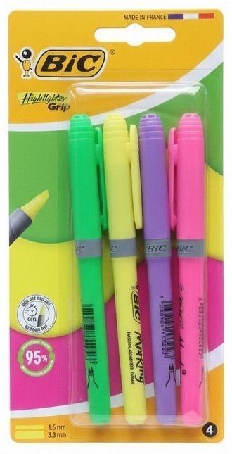 Zakreślacz Grip mix 4szt BIC
